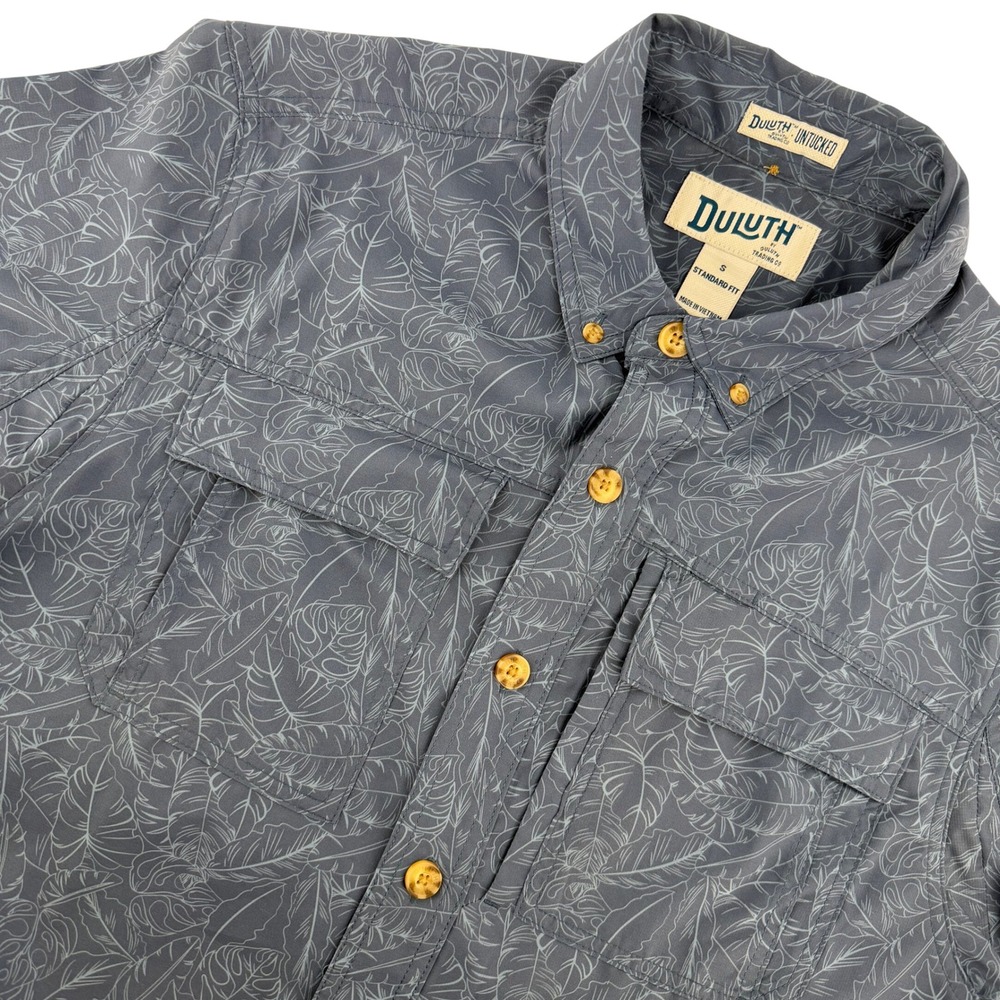 Duluth Trading Co Mens S Short Sleeve Button Up Shirt Untucked Standard Fit Blue
